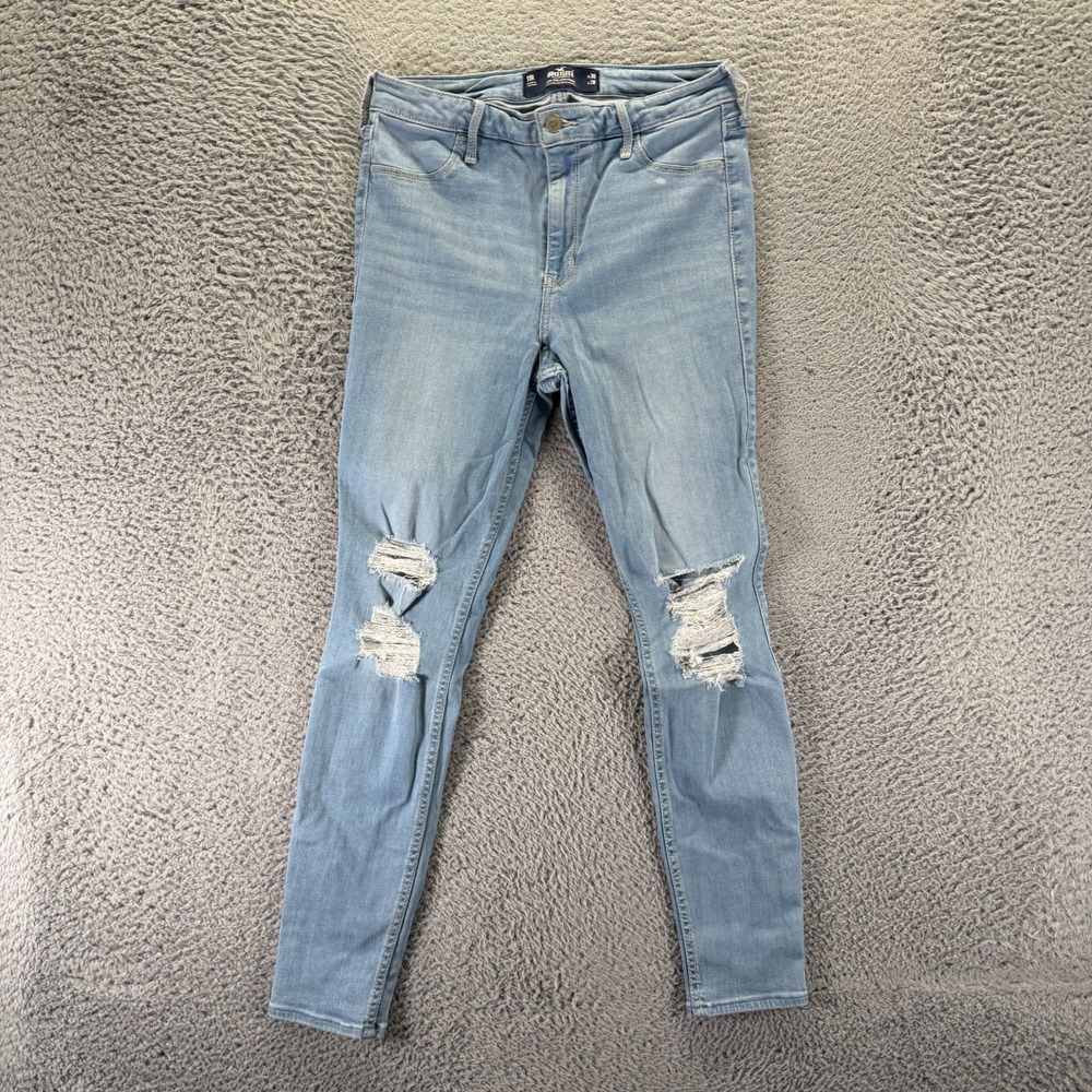 Hollister Jeans Womens 11 Blue Cotton Denim Jegging Skinny Distressed Stretch